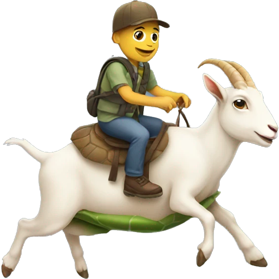 Goat riding a turtle emoji