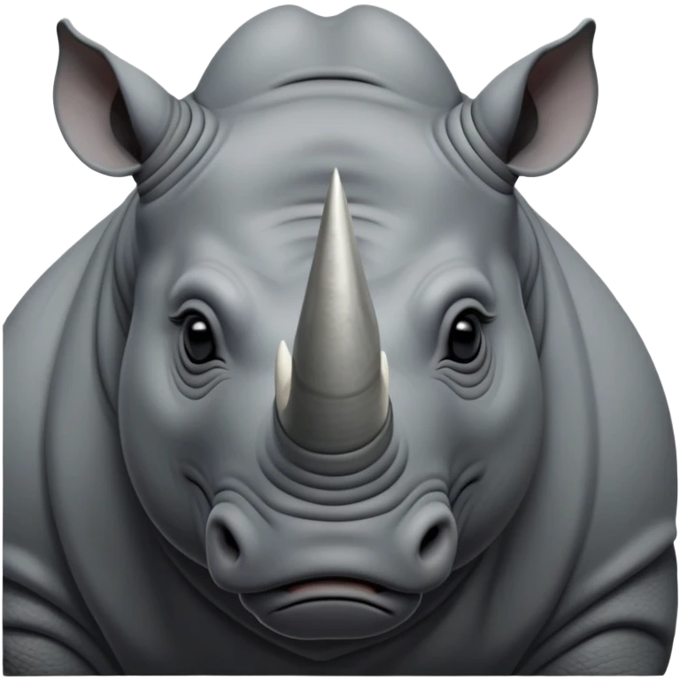 cinematic-noble--rhinoceros-portrait-emoji,slate-grey-hide--poised-and-regal,-with-a-massive,-powerful-build-and-a-thick,-deep-set-soulful-piercing-eyes,-simplified-yet-sharp-and-sophisticated-features,-highly-detailed,-large-black-eyes, zoomed out showing shoulders emoji