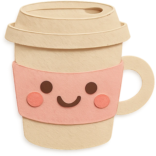 adorable coffee cup, full body, blushing cheeks, soft pastel color emoji
