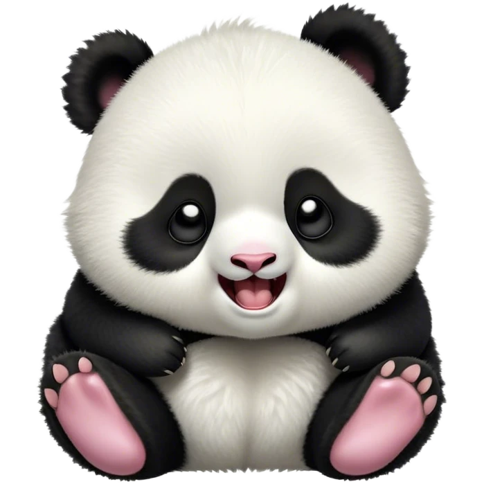Cinematic Cute Yawning Baby Panda Portrait Emoji, Head tilted slightly with a dramatic, wide-open yawn, showcasing a soft, fuzzy black and white Fur with droopy ears, round eyes barely open in drowsy contentment, Simplified yet irresistibly adorable features, highly detailed, glowing with a soft, cozy glow, high shine, relaxed yet expressive, stylized with a touch of gentle whimsy, bright and endearing, soft glowing outline, capturing the essence of a sleepy yet affectionate baby panda, so drowsy it feels like it could curl up out of the screen for a nap! emoji
