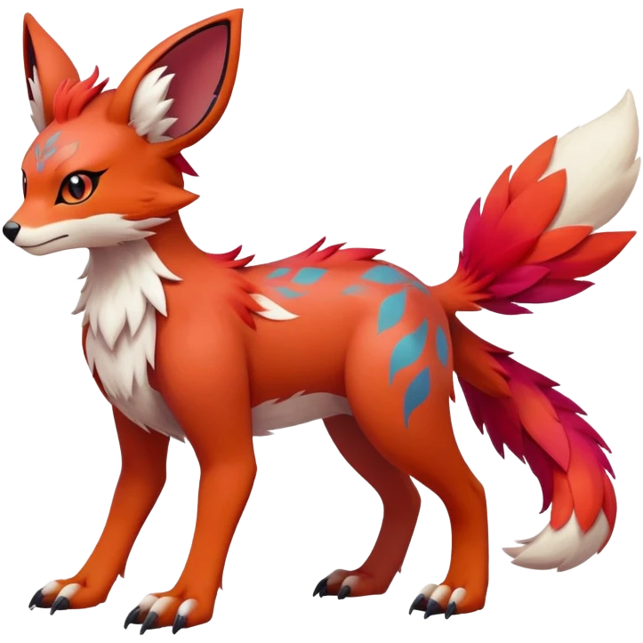 Falvie-Fionbri-fantasy-creature-Fakémon-Pokémon, full body, with markings emoji
