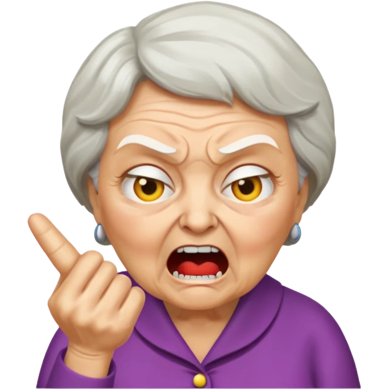 make me an emoji of an angry british granny yelling at a kid for pronouncing a word incorrectly emoji