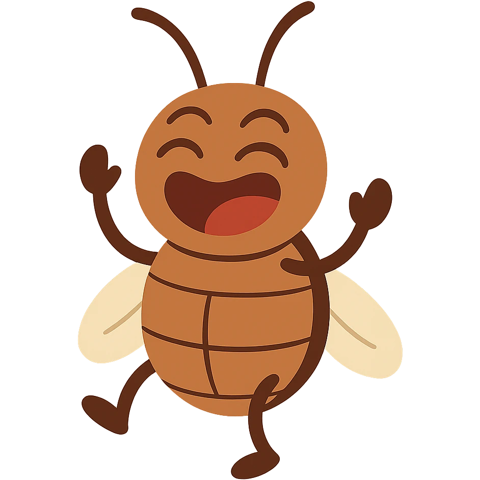 flat toon style laughing bug emoji