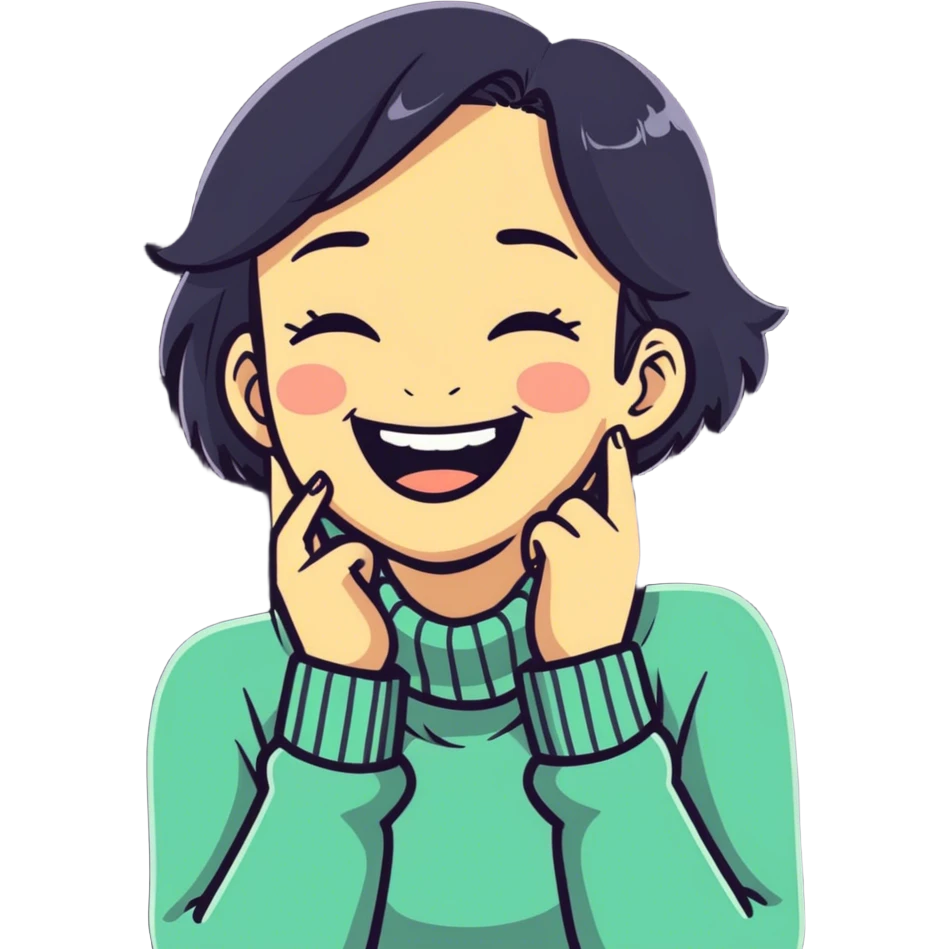 Girl grabbing her neck laughing ￼ emoji