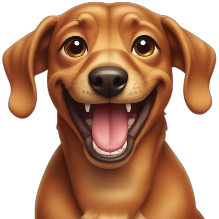 teckel smiling with one teeth emoji