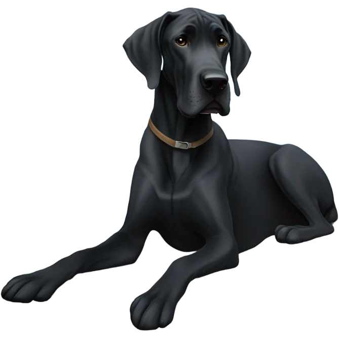 Black Great Dane with a white chest on a blue blanket  emoji