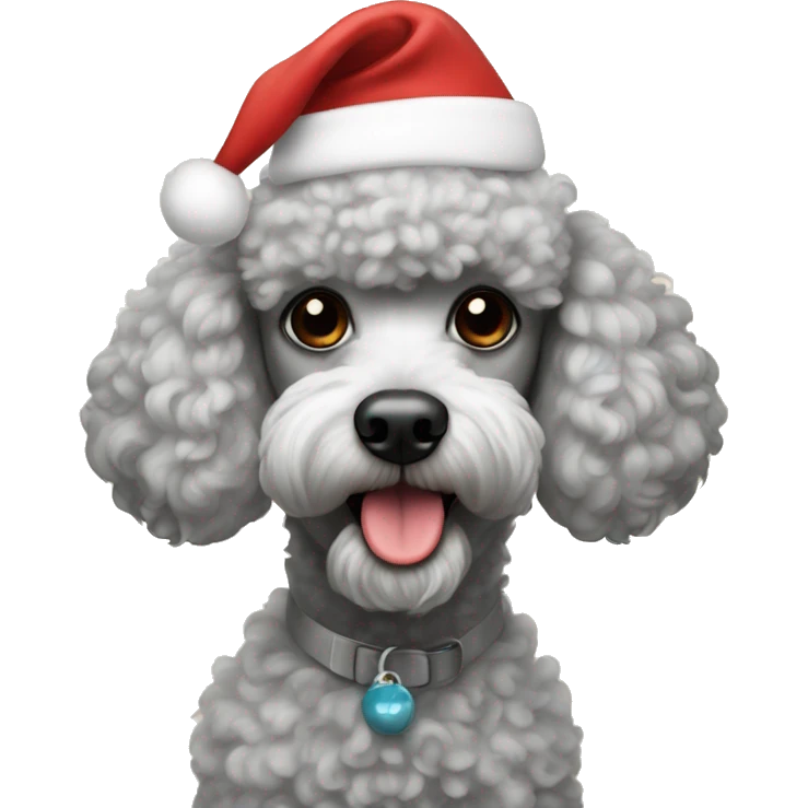 Poodle with Santa hat emoji