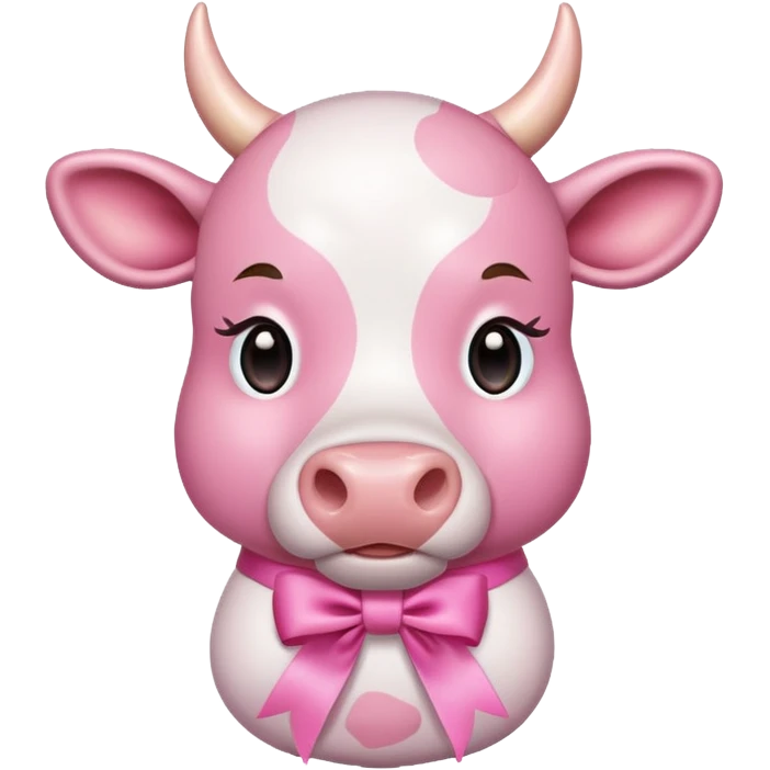 Pink cow with ribbon emoji