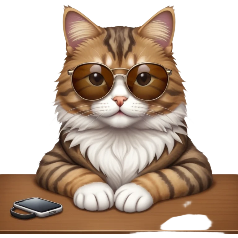Cat with sunglasses and sit in the table emoji