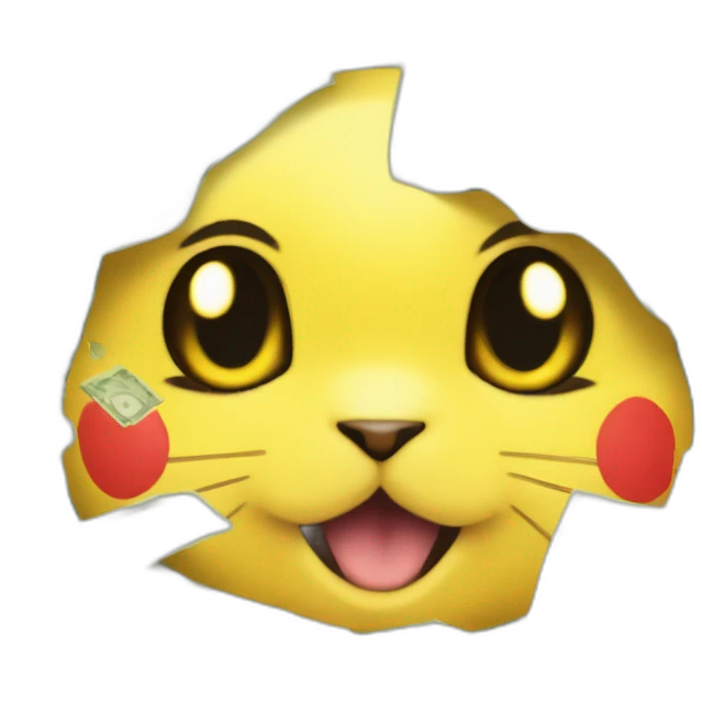 pikachu face with dollar signs instead of eyes counting money emoji