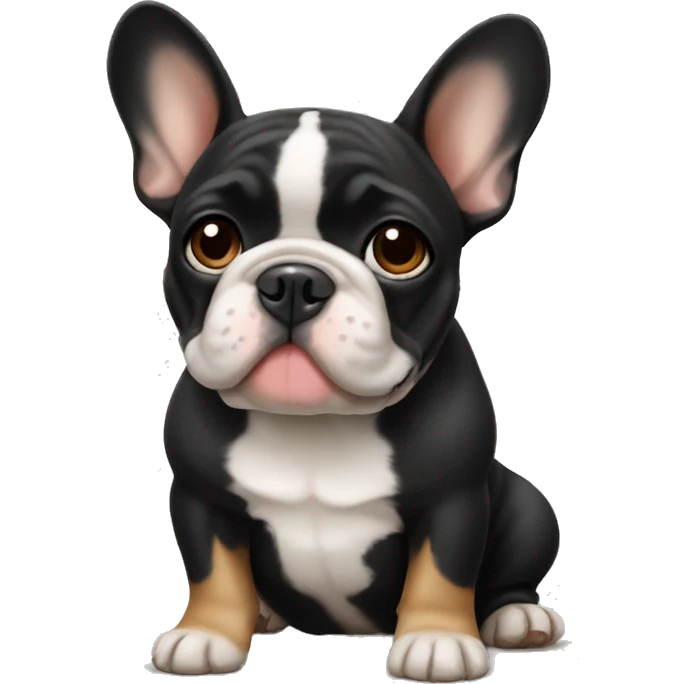 Black, tan and white French bulldog  emoji