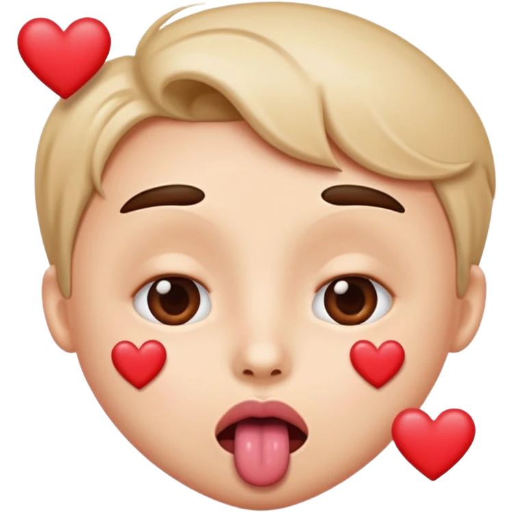 Has hearts as its eyes, has its tongue sticking out  emoji