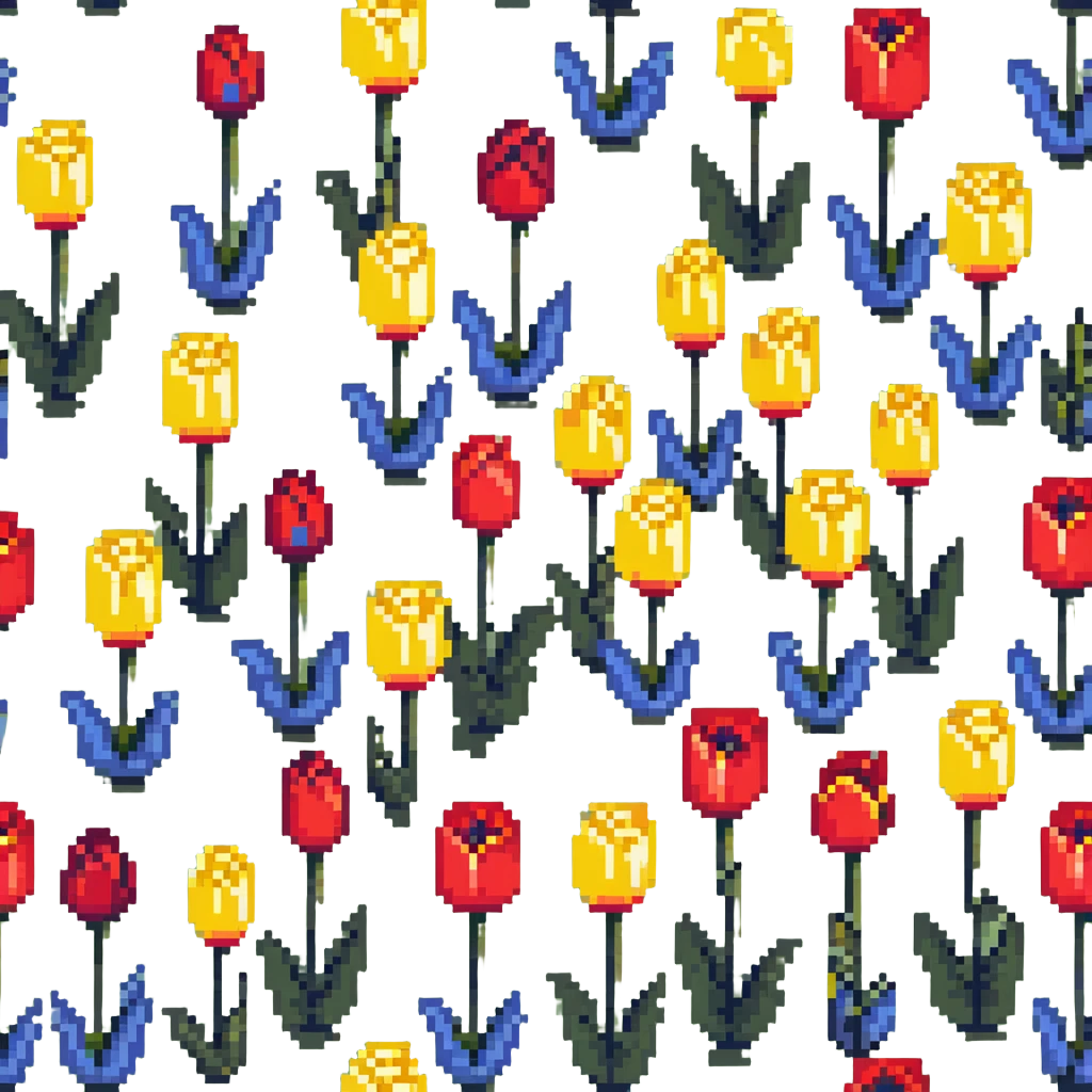 primary color tulips - red, blue, and yellow tulip flowers emoji