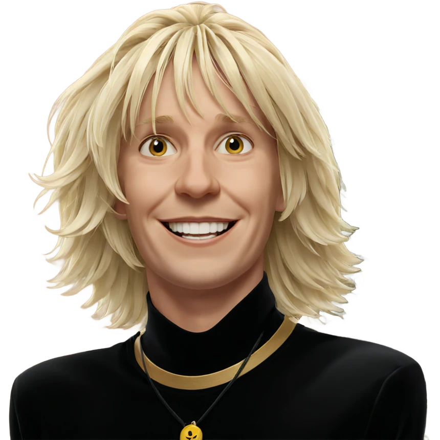 blonde boy with joyful smile emoji