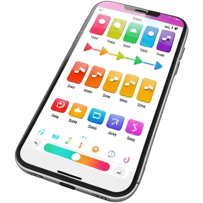 smartphone with music player timeline emoji