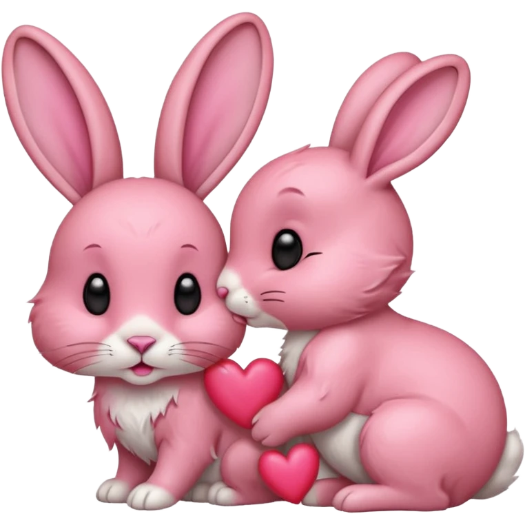 Kissing rabbit, profile, long ears, floating heart in front of mouth emoji