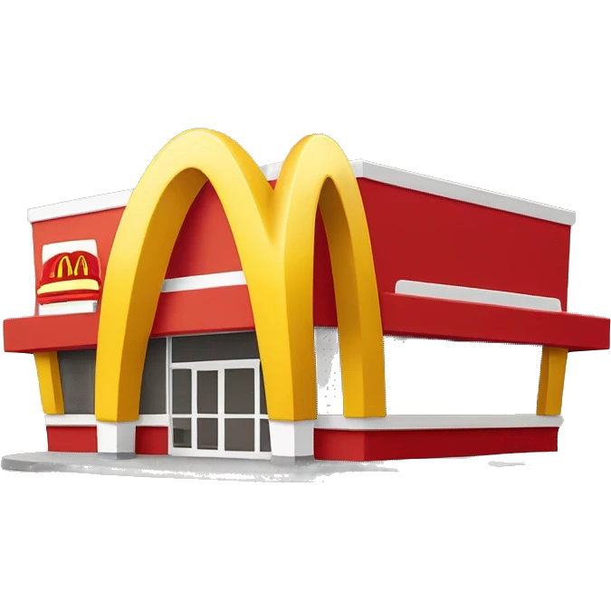 “McDonald’s store with the iconic golden arches, a red and yellow color scheme, and a simple, recognizable design that captures the essence of a fast food restaurant.” emoji