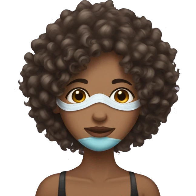 brunette curly hair girl with a face mask  emoji