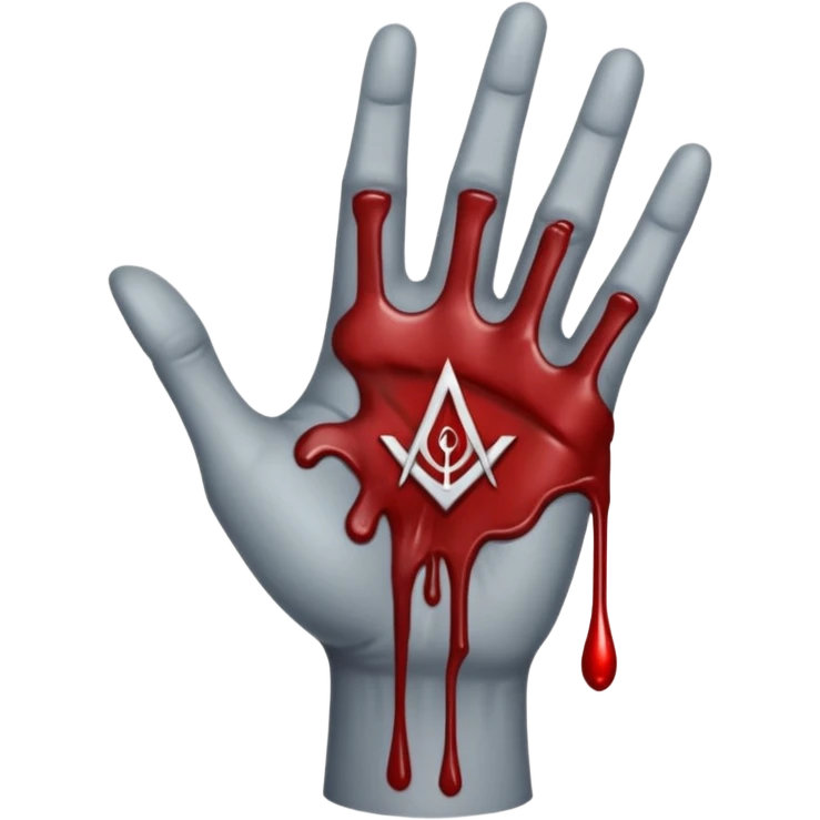 bloody grey hand with an occult symbol on the palm emoji