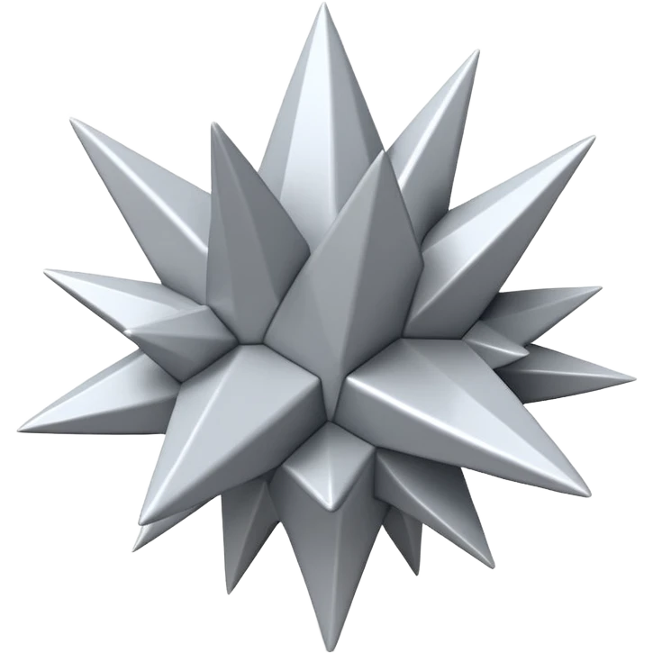 "iOS-style 3D emoji: single irregular jagged spike cluster in light gray and white, sharp edges, subtle glossy reflections, dynamic angles suggesting sudden impact; no circles, no faces, no text, abstract only emoji