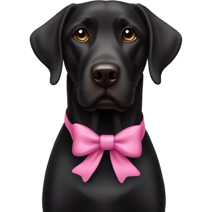 Black lab wearing pink bow emoji