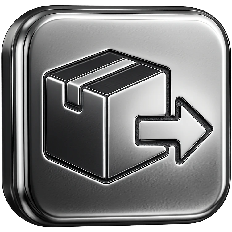 chrome style delivery box, rounded edges, high gloss emoji