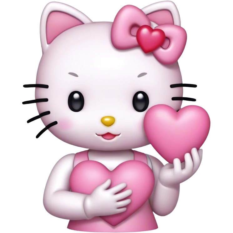 hello kitty holding pink heart emoji