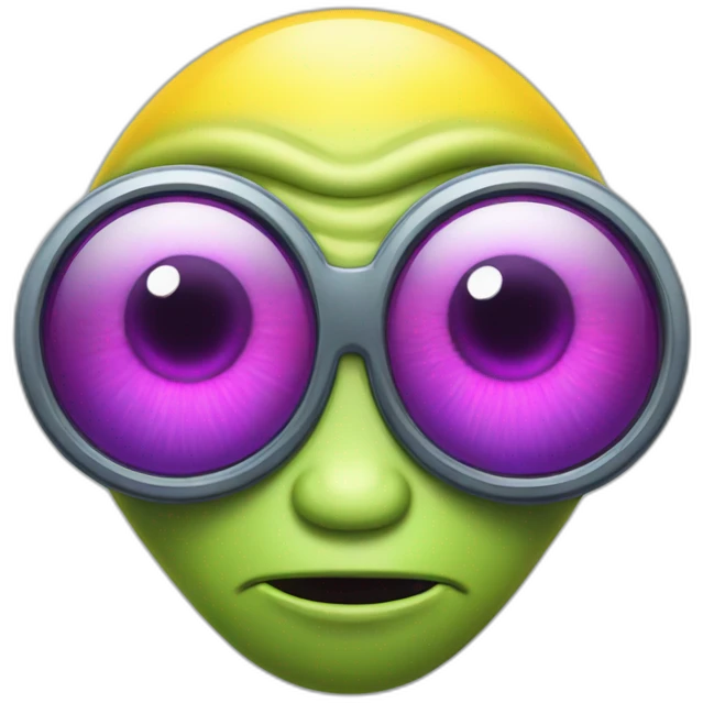 An alien with 4 four eyes, a big yellow head that had red, purple and light blue highlights emoji