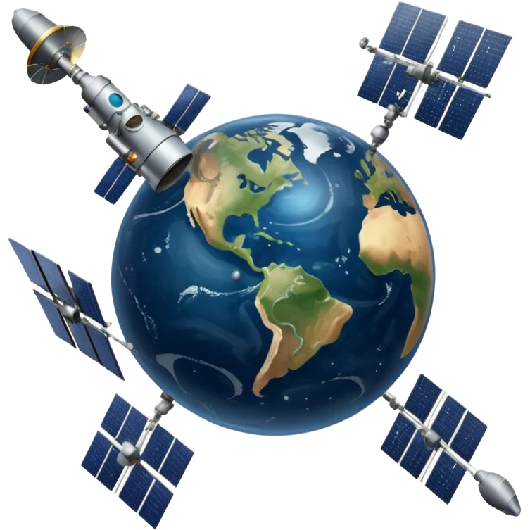 orbiting satellite in space observing stars emoji