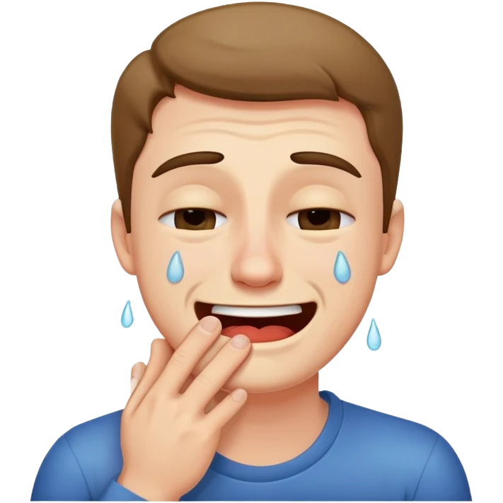 Smile crying guy choking himself emoji