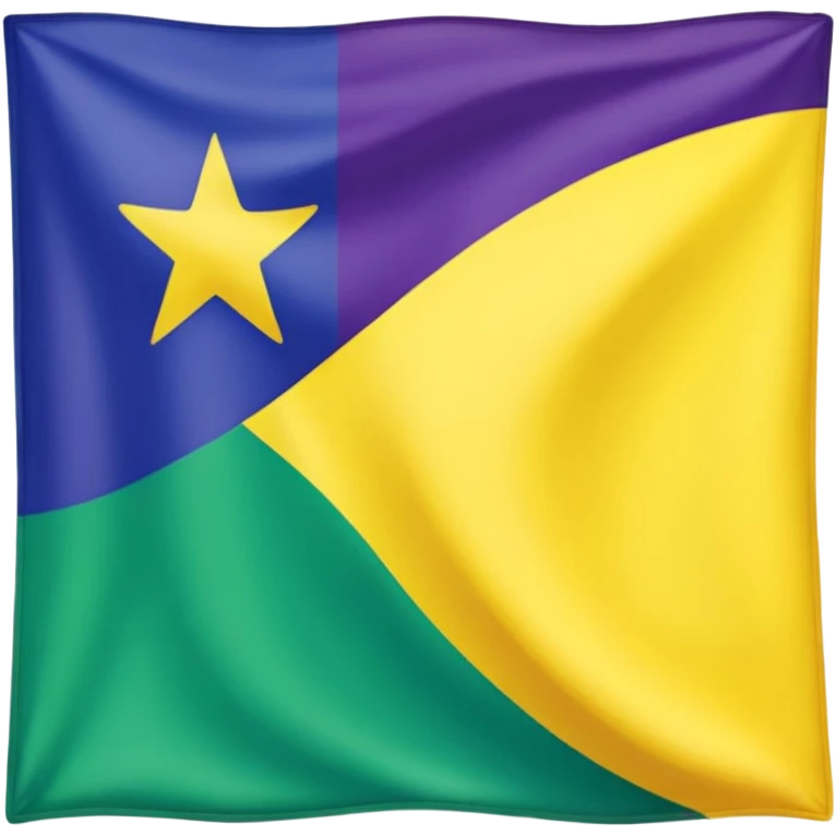Bandera color azul amarillo morado y verde, seccionada en 4 partes iguales cuadradas emoji