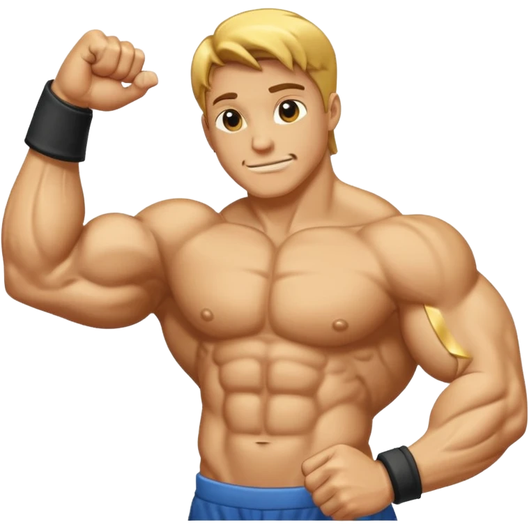 A bent arm showing a big biceps in a gold coin emoji