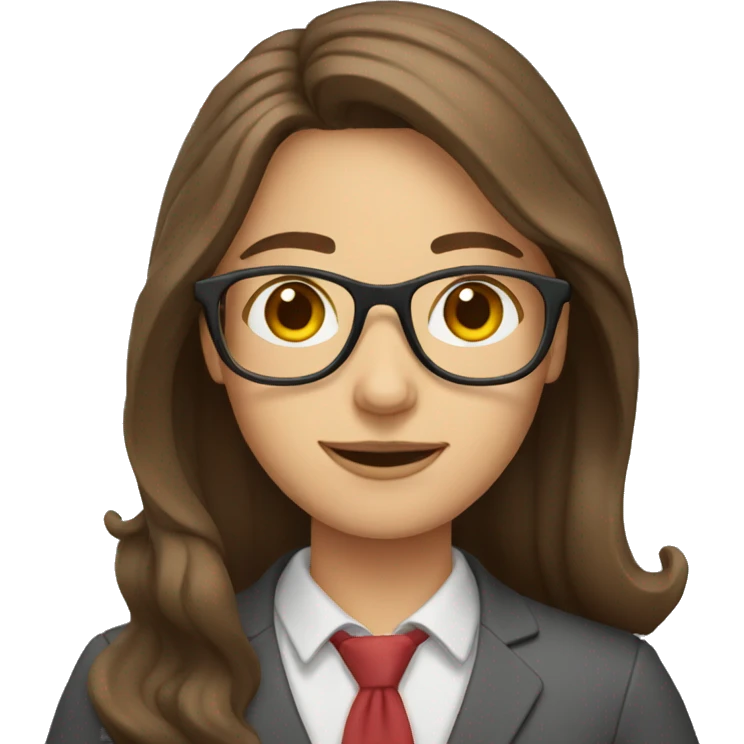 teacher with long brown hair and glasses emoji