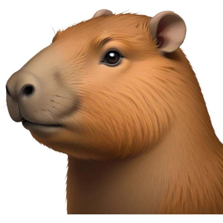 Cinematic Noble Capybara Portrait Emoji, Poised and serene, with a robust, rounded build and a distinctly capybara head featuring a broad, slightly flattened face, short snout and small, rounded ears, covered in soft, earthy fur and gentle, wise eyes, Simplified yet sharp and sophisticated features, highly detailed, glowing with a warm, natural glow, high shine, intelligent and calm, stylized with an air of understated authority, focused and attentive, soft glowing outline, capturing the essence of a watchful and confident capybara guardian that feels as though it could step out of the screen with effortless authority! emoji