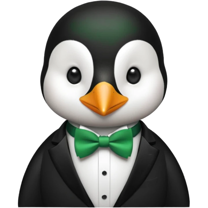 penguin with bow green tie  emoji