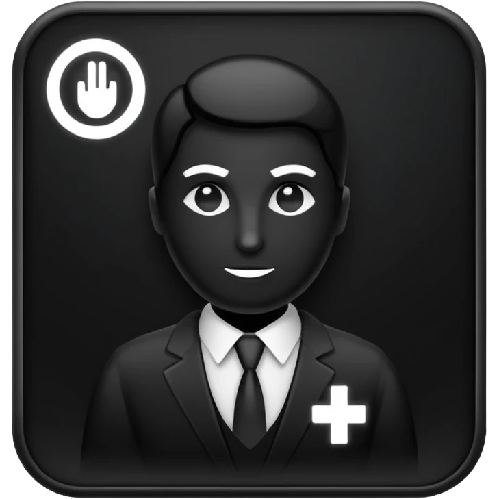Administrator black shape S white glowing logo icon transparent background emoji