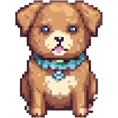 chubby cartoon dog pixel art emoji