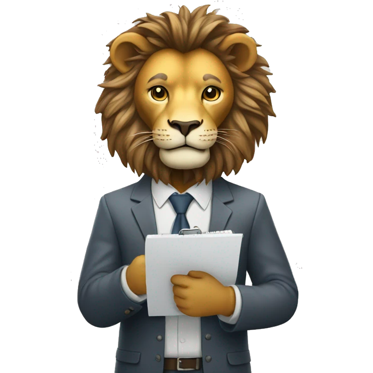 lion architect with clipboard in hand emoji