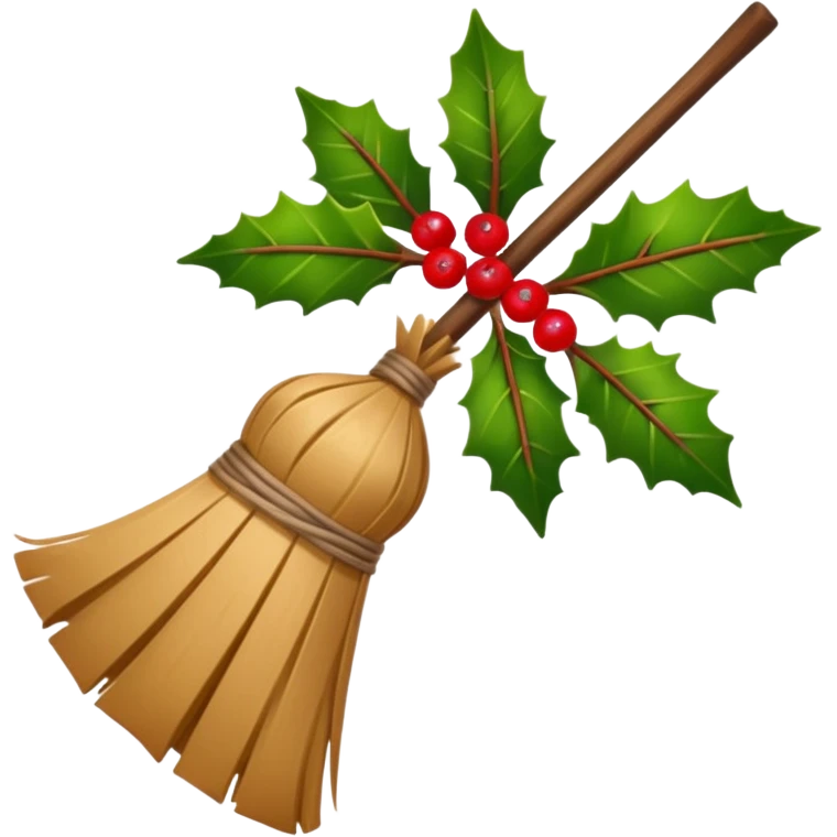 Besom with holly emoji