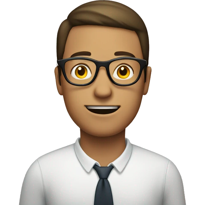 A man with glasses on, with half of the hand heart shape next to his face emoji