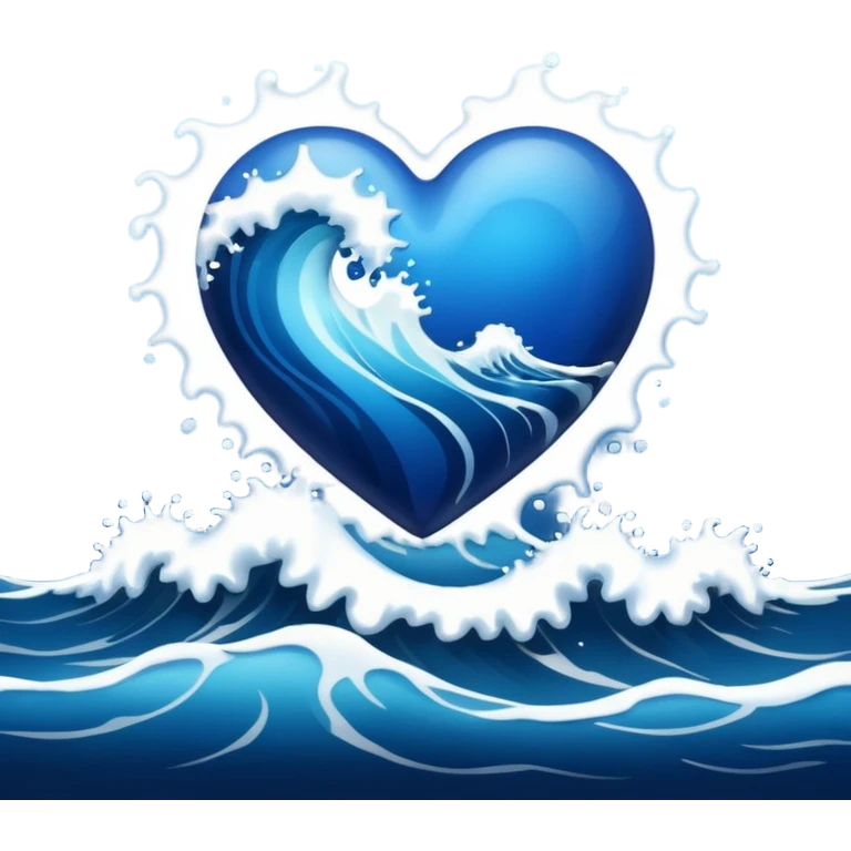 dark blue heart with sea waves emoji