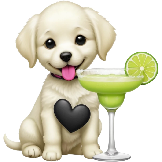 Create a margarita flower next to a white labrador puppy emoji