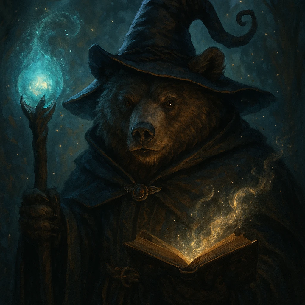 bear witch, magical, fantasy, detailed emoji