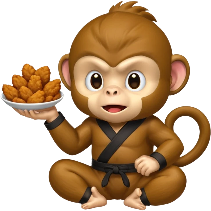 Ninja monkey sitting  eating fried chicken  emoji