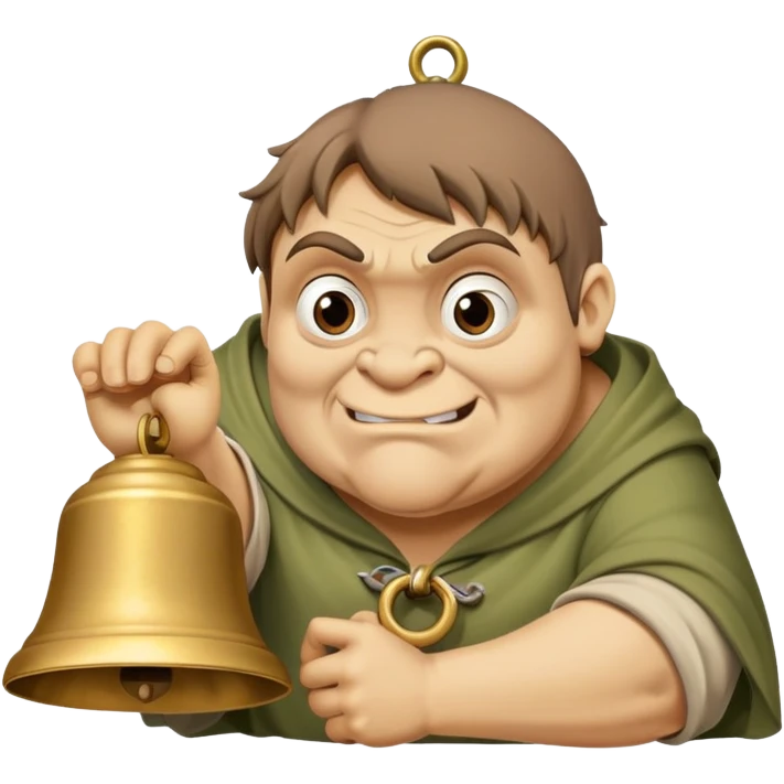 Quasimodo the hunchback of Notre Dame with bell emoji