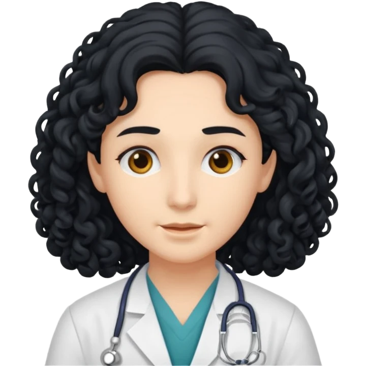 Doctor with long curly black hair emoji