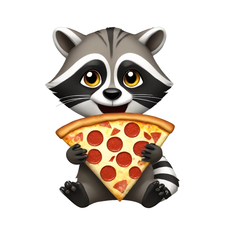 Raccoon eating pizza emoji
