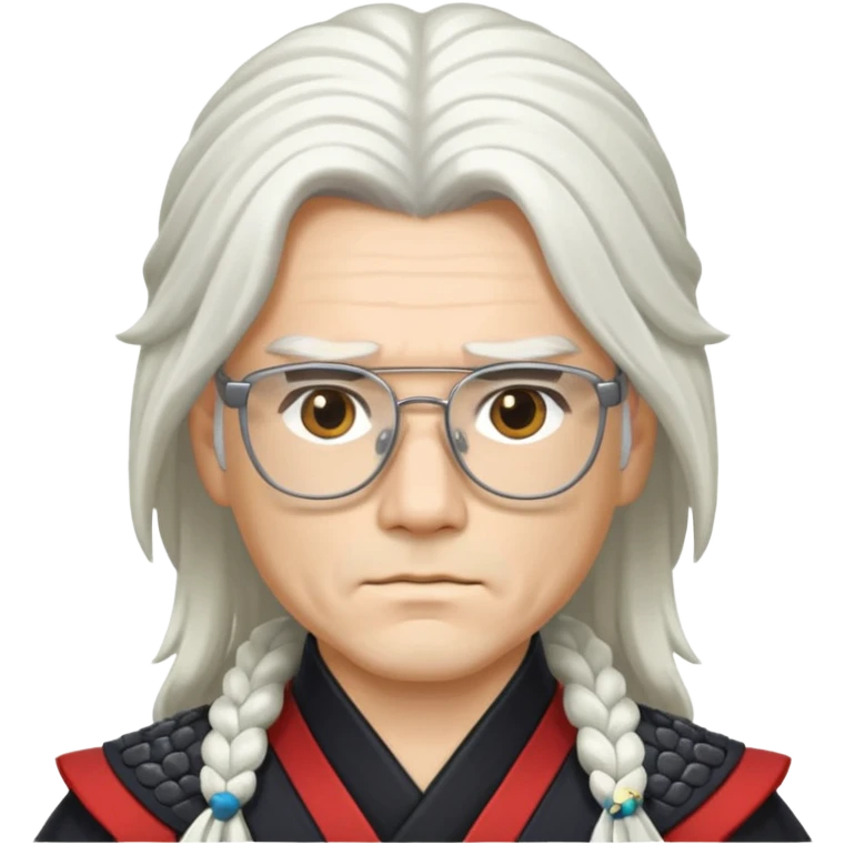 white long hair samurai with glasses emoji