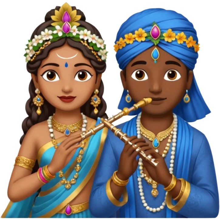 Radha rani and lord sri krishna play flute emoji