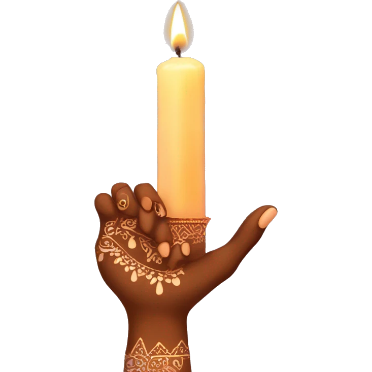 hand with henna holding candle emoji